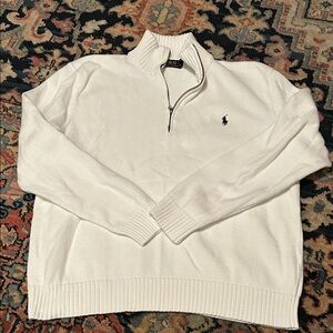 Polo Quarter Zip White Sweater Large